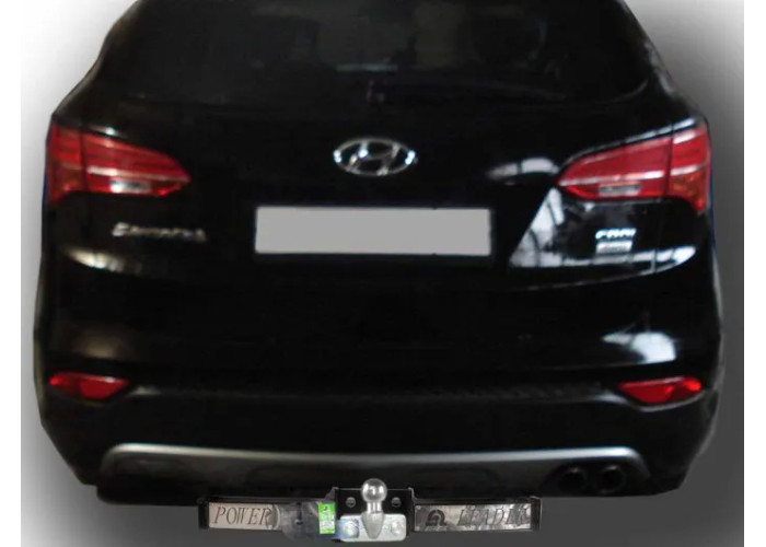 Фаркоп Лидер-Плюс для Hyundai Santa Fe III DM 2012-2018 (с накладкой из нерж. стали). Фланцевое крепление. Артикул H224-F(N)