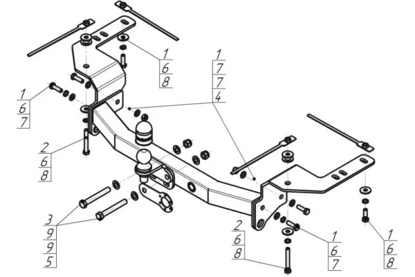 Фаркоп Мотодор для Toyota Land Cruiser 200 2007-2021. Фланцевое крепление. Артикул 92502-F