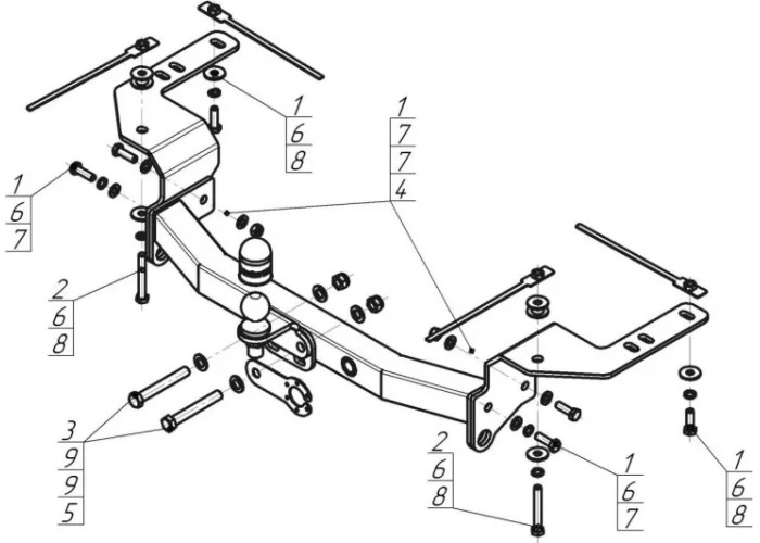 Фаркоп Мотодор для Toyota Land Cruiser 200 2007-2021. Фланцевое крепление. Артикул 92502-F
