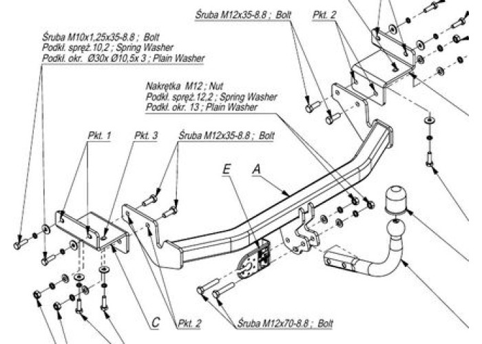 Фаркоп Imiola для Hyundai i30 II 2011-2017 хэтчбек 5 дверей. Артикул J.047