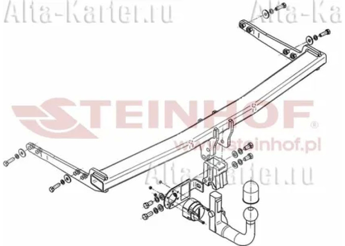 Фаркоп Steinhof для Volkswagen Golf VII универсал 2012-2020. Быстросъемный крюк. Артикул V-063