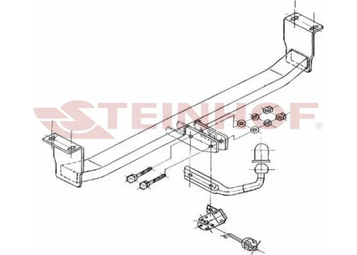 Фаркоп Steinhof для Toyota Corolla E120 седан 2002-2006. Артикул T-120