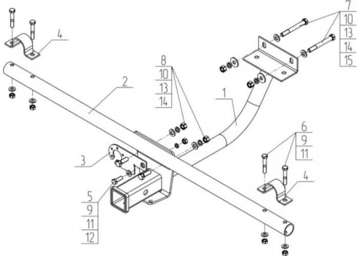 Фаркоп AvtoS для Lada 4x4 2121, 21213, 21214 1977-2023 без шара. Артикул VAZ-71